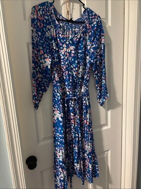 Talbots Royal Blue Floral Print Midi Dress